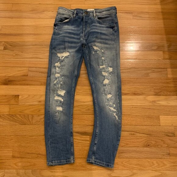 New without Tags Zara Distress Cropped Jeans 31 - Picture 1 of 10